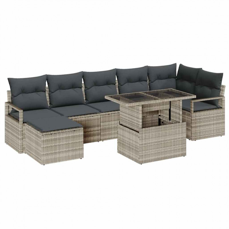 Zestaw Sof na Ogród z poduszką 8 pcs Jasnoszary