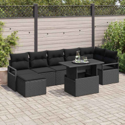 Zestaw Sof na Ogród z przechowywaniem 8 pcs Czarny polirattan