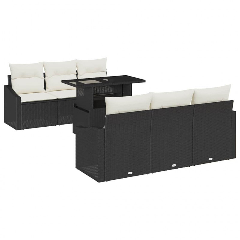 Zestaw Sof na Ogród 7 pcs Czarny i kremowy 100 x 55 x 73 cm
