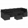 Zestaw Sof na Ogród z poduszką 8 pcs Czarny polirattan