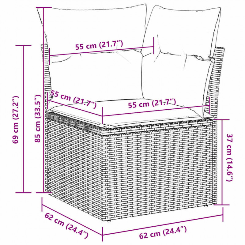 Zestaw Sof na Ogród 5 pcs Beżowy i kremowy polirattan