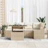 Zestaw Sof na Ogród z poduszką 6 pcs beżowo-kremowy