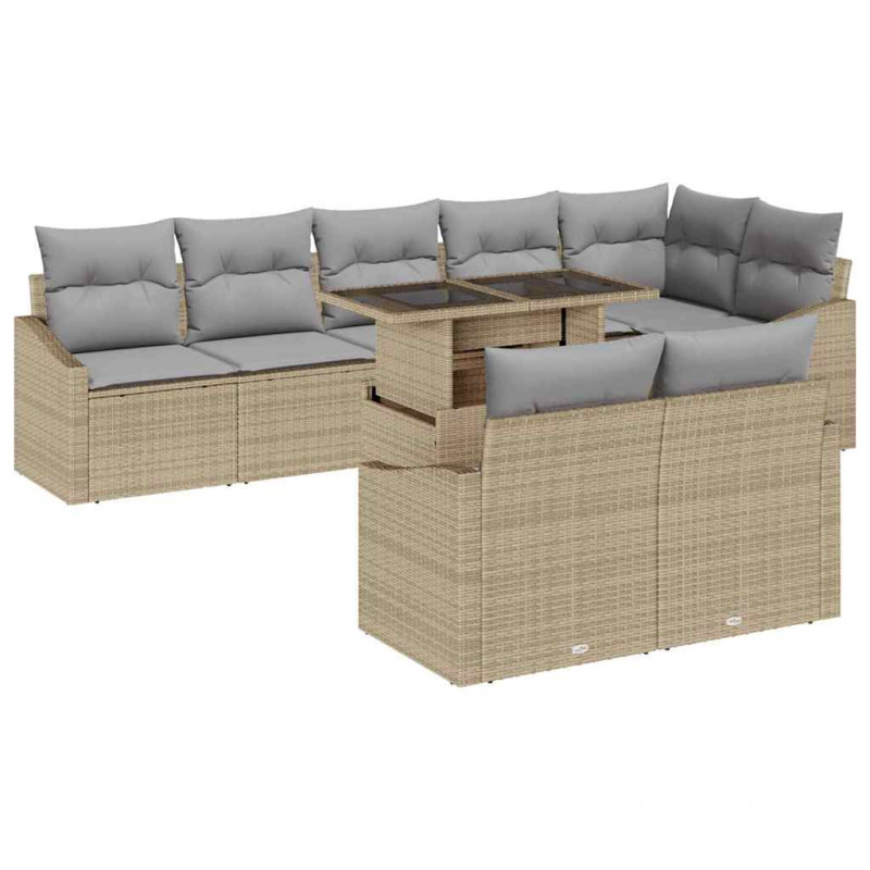 Zestaw Sof na Ogród z poduszką 9 pcs beżowo-jasnoszary