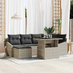 Zestaw Sof na Ogród z poduszką 7 pcs Jasnoszary