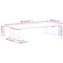 Podstawka pod monitor, biała, 40x20x8 cm, szkło i metal