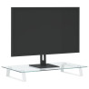 Podstawka pod monitor, biała, 60x35x8 cm, szkło i metal