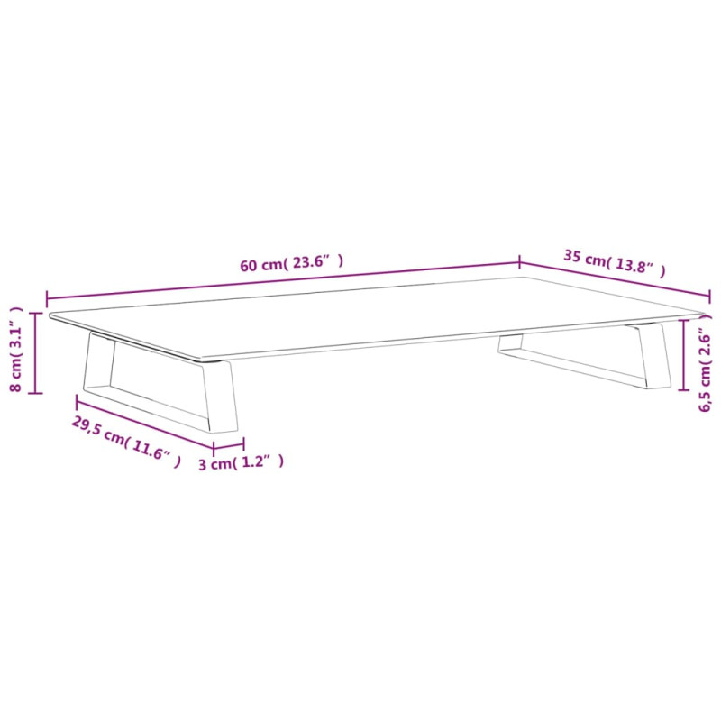 Podstawka pod monitor, biała, 60x35x8 cm, szkło i metal