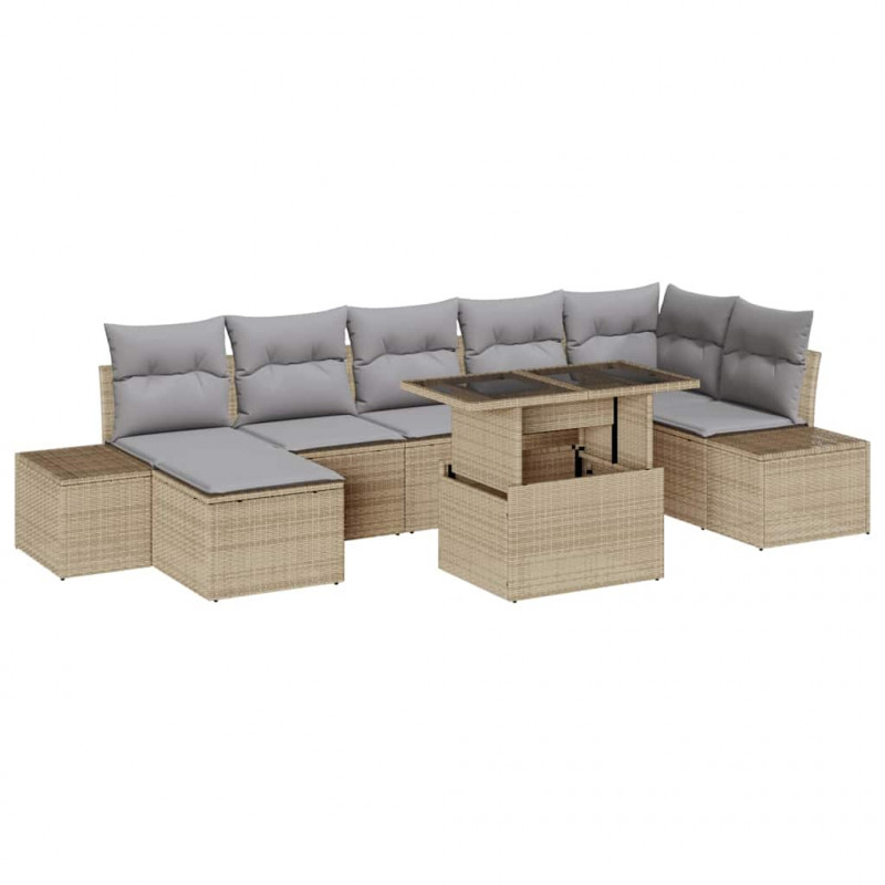 Zestaw Sof na Ogród z poduszką 8 pcs beżowo-jasnoszary