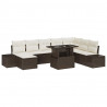 Zestaw Sof na Ogród 9 pcs Brązowy i Kremowy polirattan