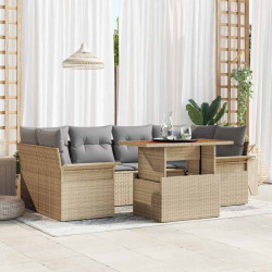 Zestaw Sof na Ogród z poduszką 7 pcs beżowo-jasnoszary