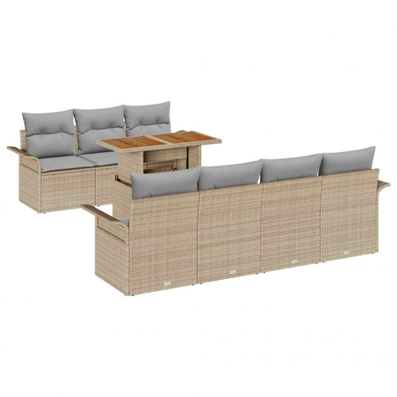 Zestaw Sof na Ogród z poduszką 8 pcs beżowo-jasnoszary