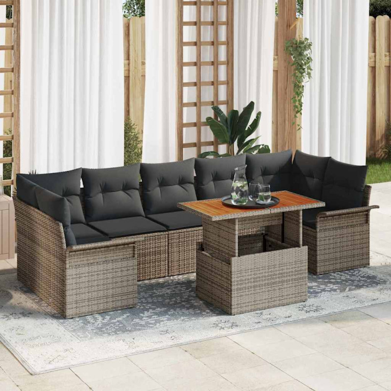 Zestaw Sof na Ogród z poduszką 8 pcs Szary