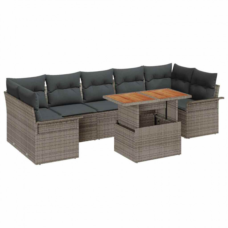 Zestaw Sof na Ogród z poduszką 8 pcs Szary