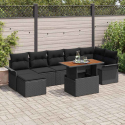 Zestaw Sof na Ogród z poduszką 8 pcs Czarny polirattan