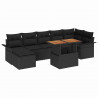 Zestaw Sof na Ogród z poduszką 8 pcs Czarny polirattan