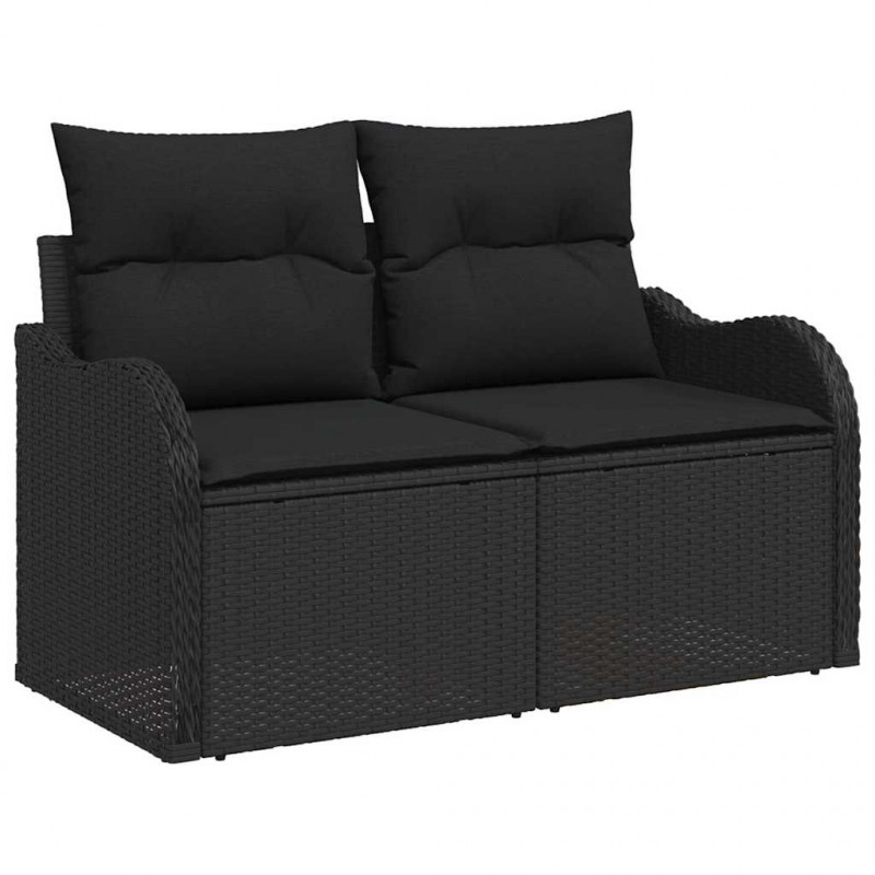 Zestaw Sof na Ogród z poduszką 5 pcs Czarny polirattan