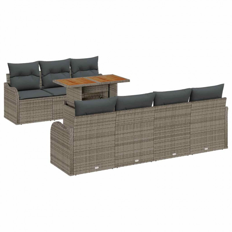 Zestaw Sof na Ogród z poduszką 8 pcs Szary