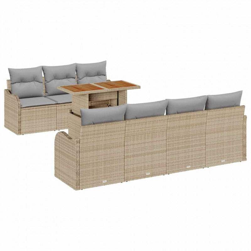 Zestaw Sof na Ogród z poduszką 8 pcs beżowo-jasnoszary