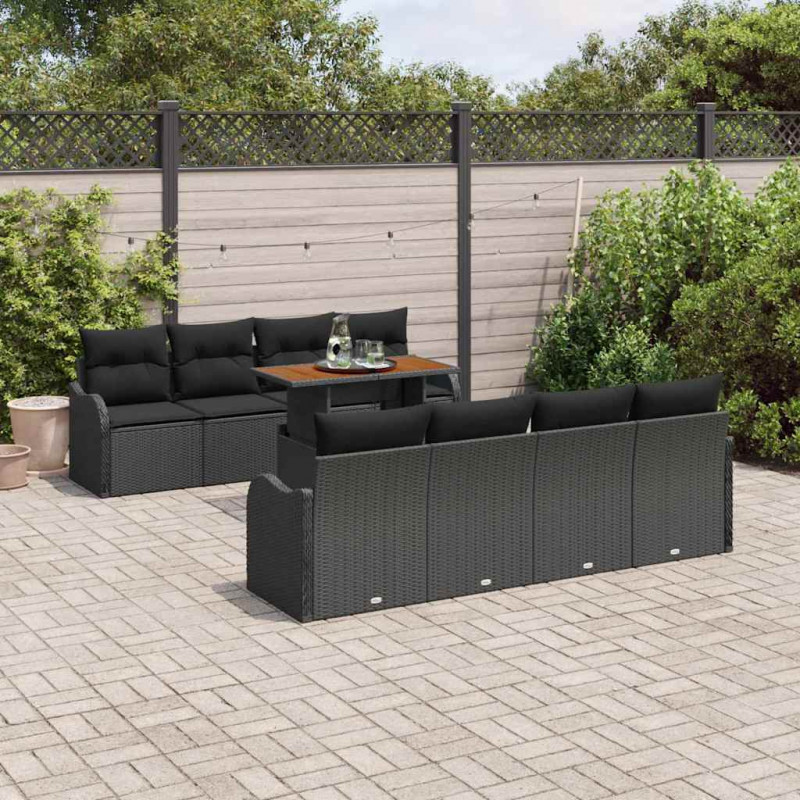 Zestaw Sof na Ogród z poduszką 7 pcs Czarny