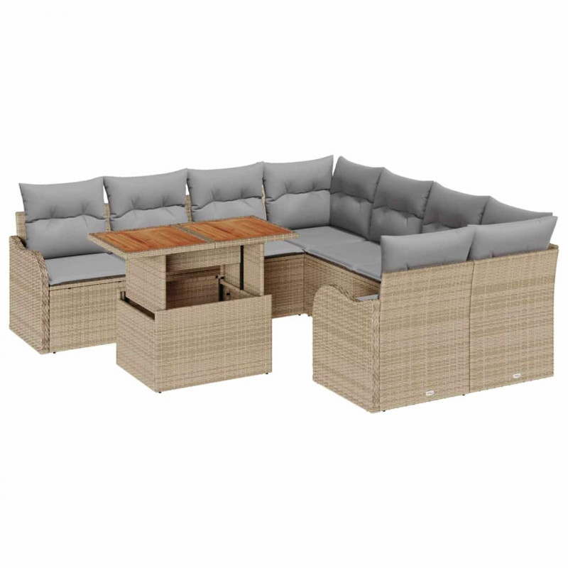 Zestaw Sof na Ogród z poduszką 7 pcs beżowo-jasnoszary