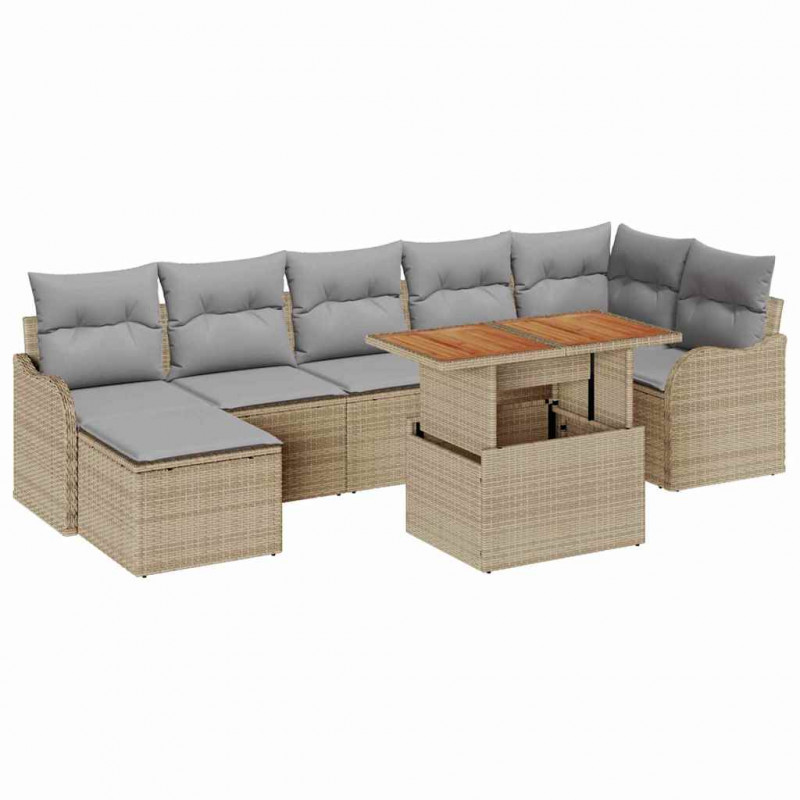 Zestaw Sof na Ogród z poduszką 8 pcs beżowo-jasnoszary