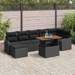 Zestaw Sof na Ogród z poduszką z przechowywaniem 8 pcs Czarny
