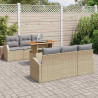 Zestaw Sof na Ogród z poduszką 7 pcs beżowo-jasnoszary