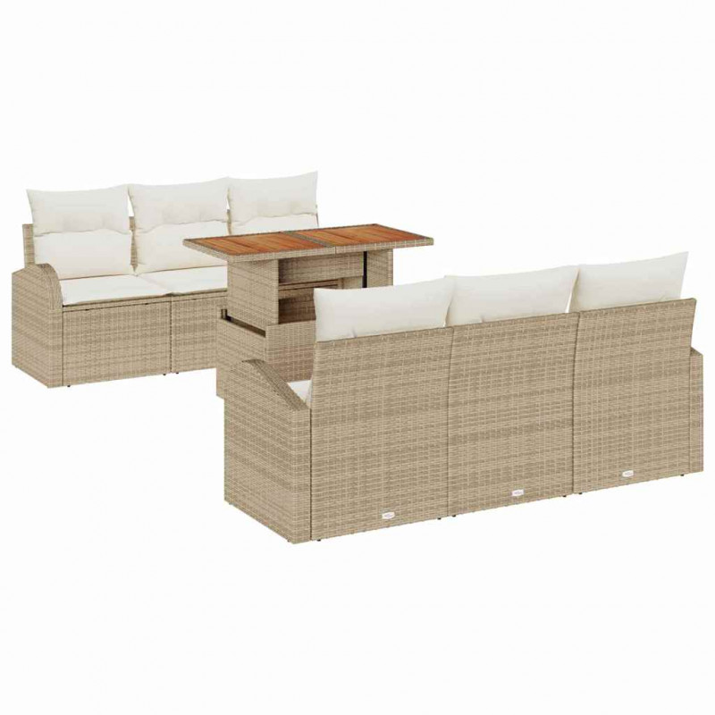 Zestaw Sof na Ogród z poduszką 7 pcs beżowo-kremowy