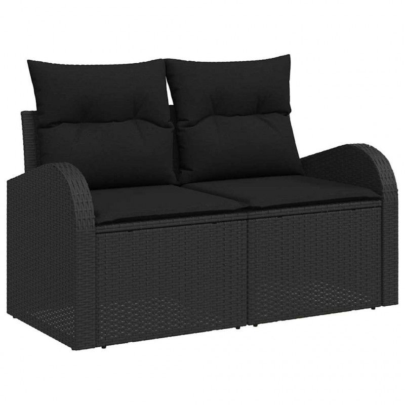 Zestaw Sof na Ogród z poduszką 7 pcs Czarny