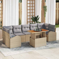 Zestaw Sof na Ogród z poduszką 8 pcs beżowo-jasnoszary