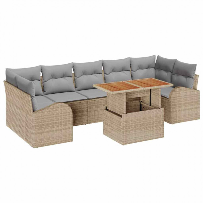 Zestaw Sof na Ogród z poduszką 8 pcs beżowo-jasnoszary