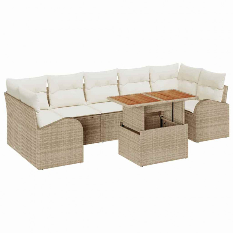 Zestaw Sof na Ogród z poduszką 8 pcs beżowo-kremowy
