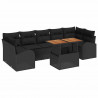 Zestaw Sof na Ogród z poduszką 8 pcs Czarny