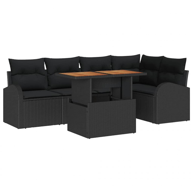 Zestaw Sof na Ogród z poduszką 6 pcs Czarny
