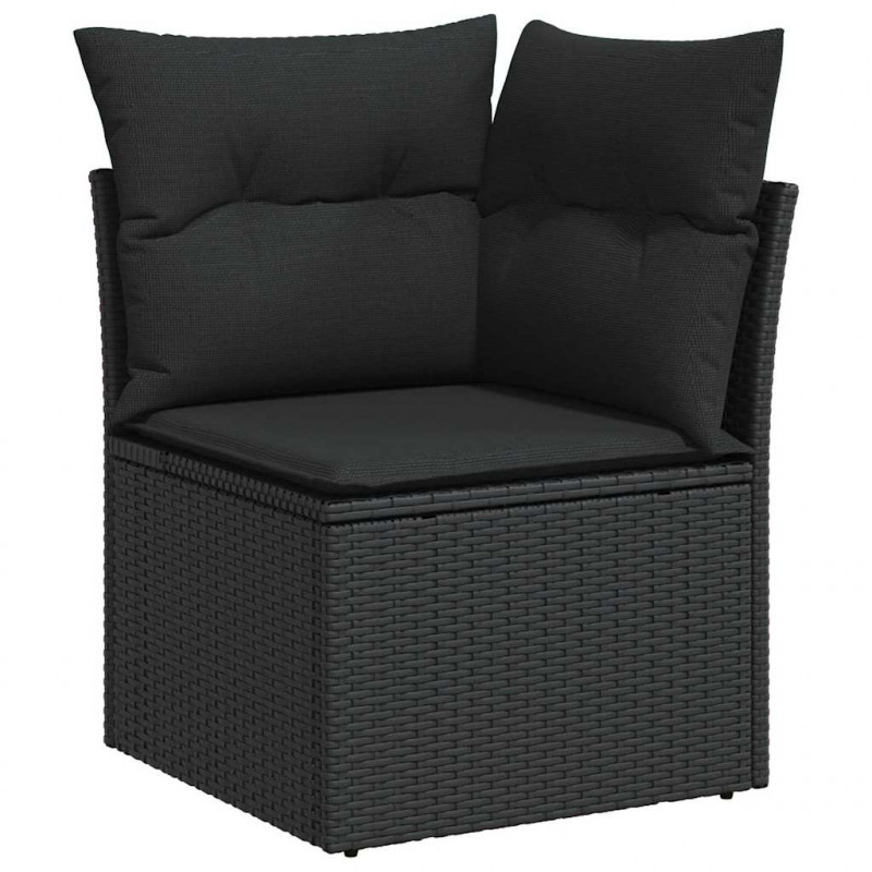 Zestaw Sof na Ogród z poduszką 7 pcs Czarny
