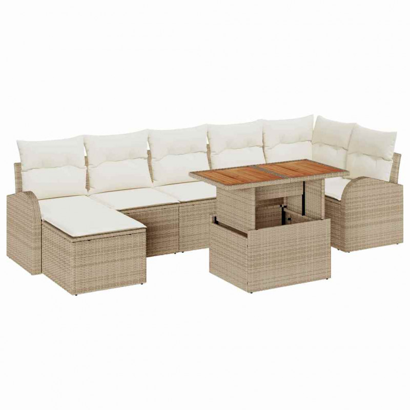 Zestaw Sof na Ogród z poduszką 8 pcs beżowo-kremowy