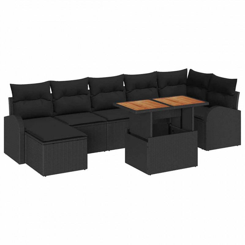 Zestaw Sof na Ogród z poduszką 8 pcs Czarny