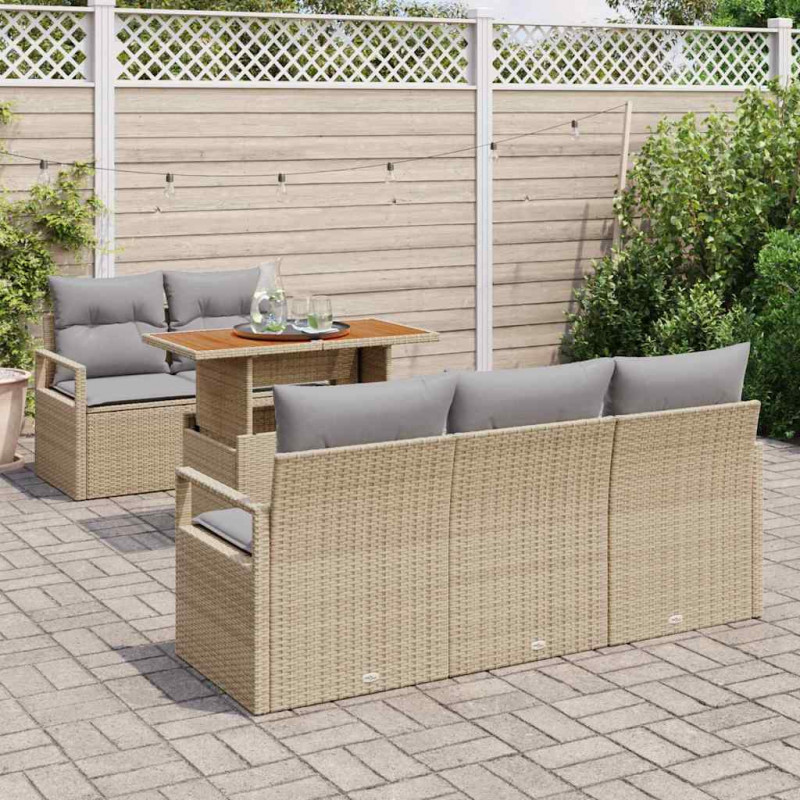 Zestaw Sof na Ogród z poduszką 6 pcs beżowo-jasnoszary