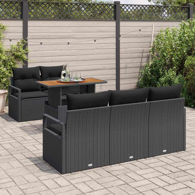 Zestaw Sof na Ogród z poduszką 6 pcs Czarny