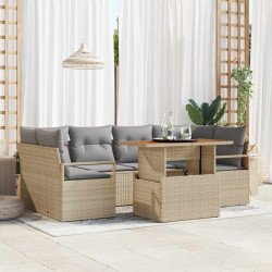 Zestaw Sof na Ogród z poduszką 7 pcs beżowo-jasnoszary