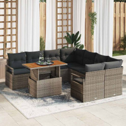 Zestaw do jadalni w ogrodzie z poduszką 9 pcs Szary i brązowy