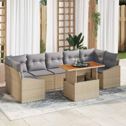 Zestaw do jadalni w ogrodzie z poduszką 8 pcs Beżowy i szary