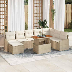 Zestaw do jadalni w ogrodzie z poduszką 9 pcs Beżowy i kremowy