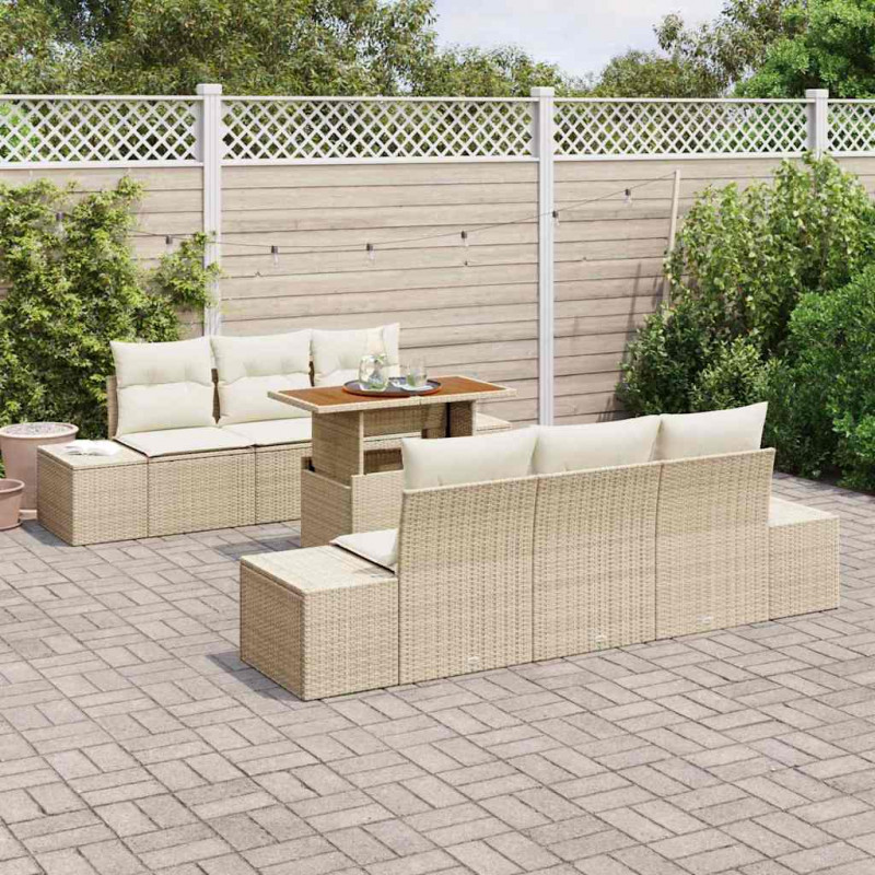 Zestaw do jadalni w ogrodzie z poduszką 7 pcs Beżowy i kremowy