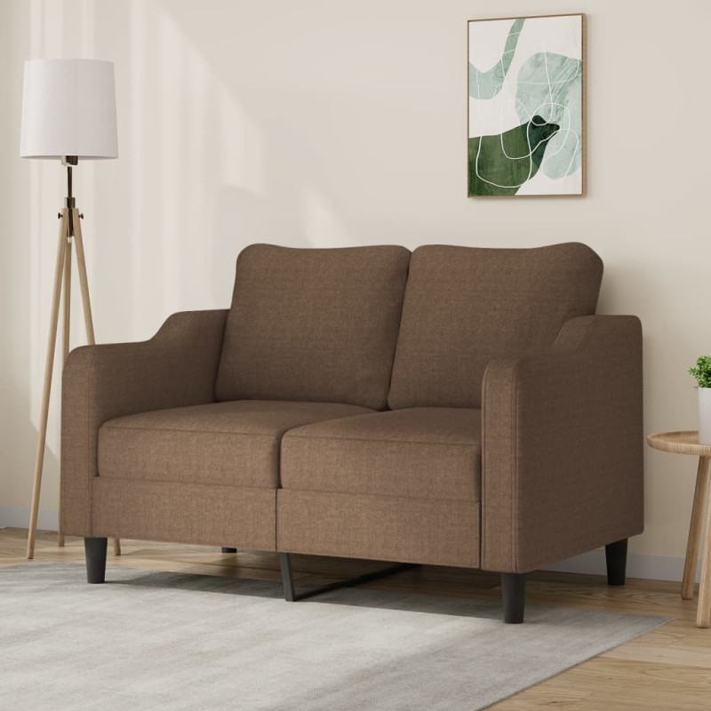 Sofa 2-osobowa, brązowa, 120 cm, tapicerowana tkaniną