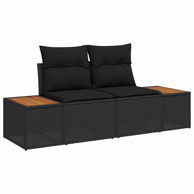 Zestaw do jadalni w ogrodzie z poduszką 7 pcs Czarny i Brązowy