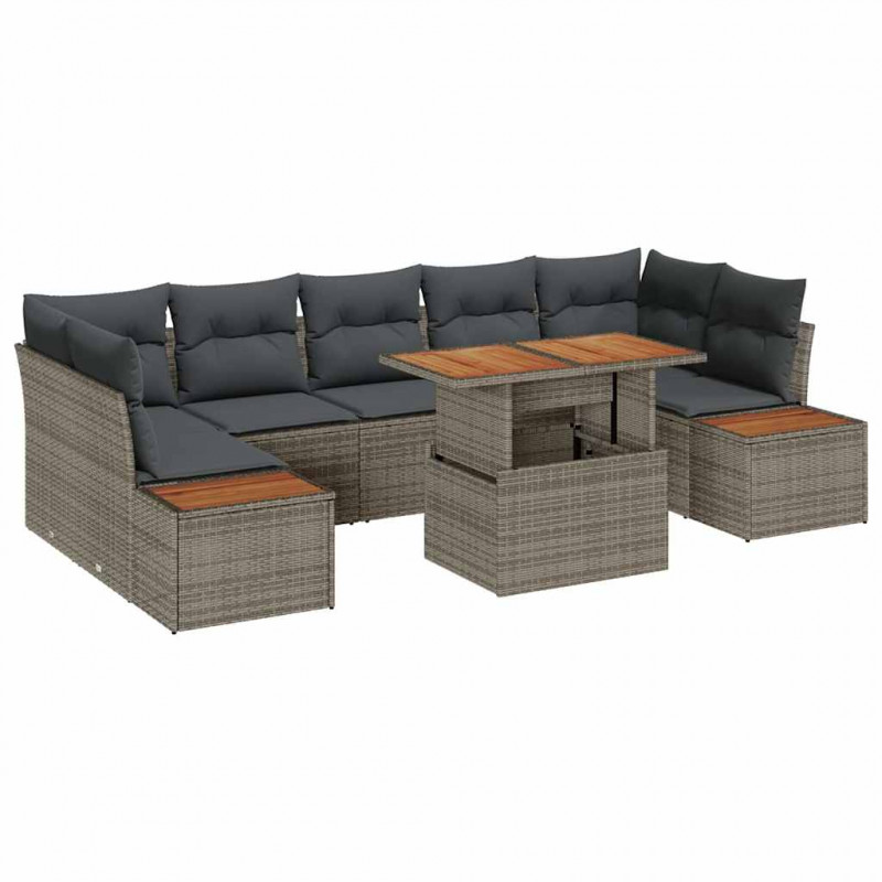 Zestaw do jadalni w ogrodzie z poduszką 8 pcs Szary i brązowy