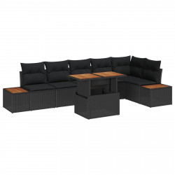 Zestaw do jadalni w ogrodzie z poduszką 7 pcs Czarny i Brązowy