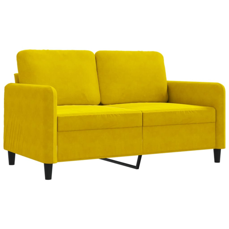 Sofa 2-osobowa, żółta, 120 cm, tapicerowana aksamitem