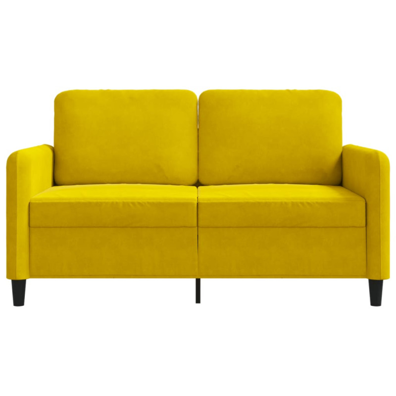 Sofa 2-osobowa, żółta, 120 cm, tapicerowana aksamitem
